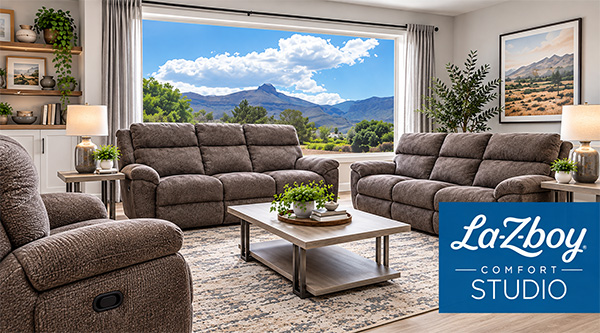 La-Z-Boy reclining sofa and chairs in a comfortable living room setting