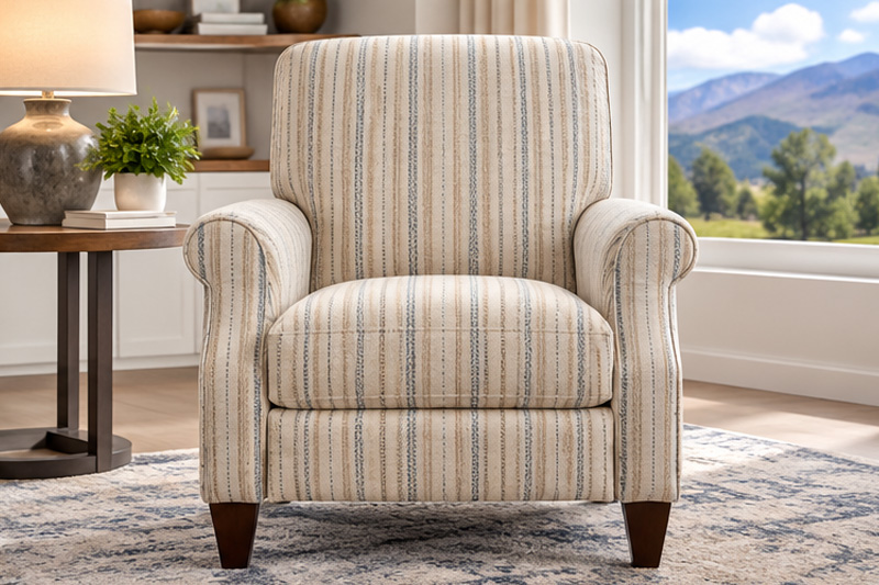La-Z-Boy chair in striped custom upholstery fabric