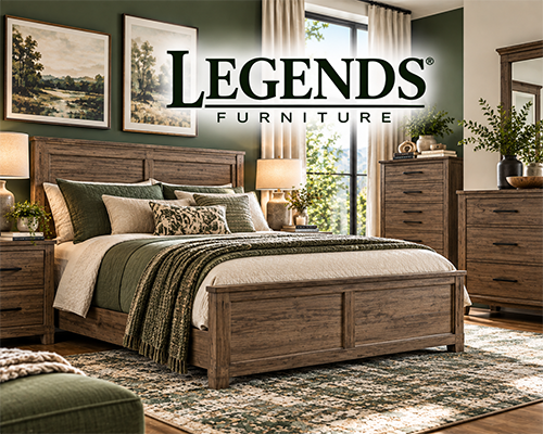Legends Furniture bedroom collection with wood bed and matching furniture at Maupin's Home Furniture